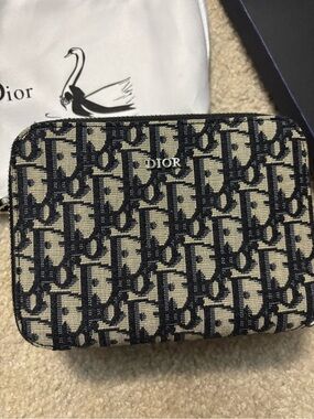 Navy and Beige Monogram Crossbody Bag